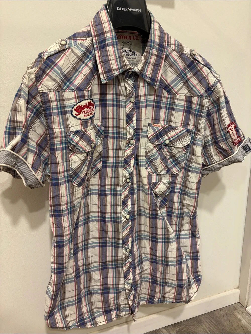 Vintage Japan Scotch & Soda White Plaid Short-Sleeve